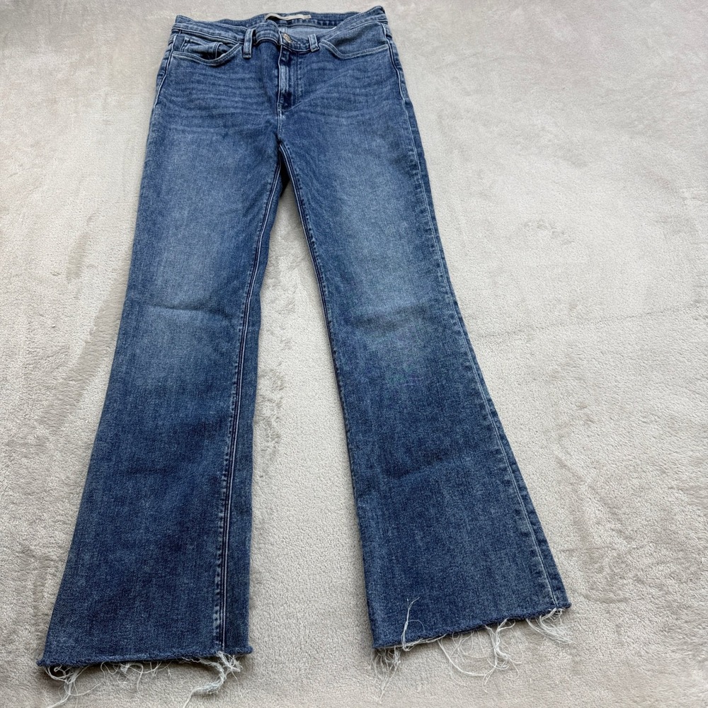 Hudson Nico Flare Jeans Womens 30 Blue Melody Blues Raw Hem Mid Rise Boho Denim